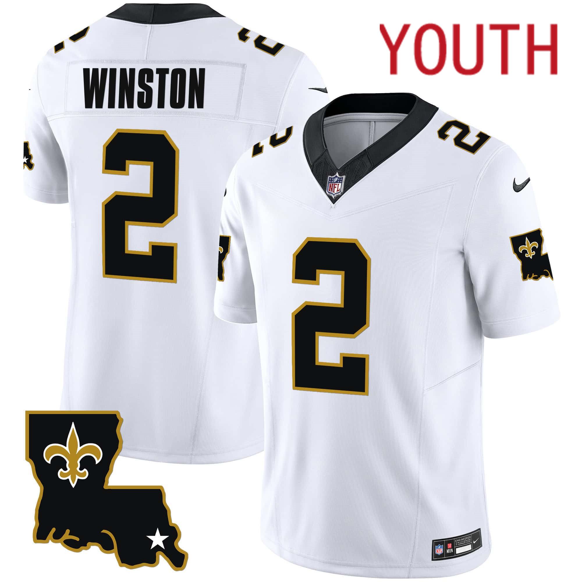 Youth New Orleans Saints #2 Winston White 2024 Nike 1987 Legacy Vapor Limited NFL Jersey->youth nfl jersey->Youth Jersey